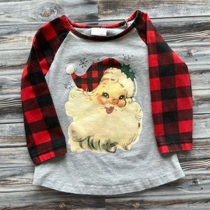 Boutique gray and red/black plaid Santa clause Christmas shirt
